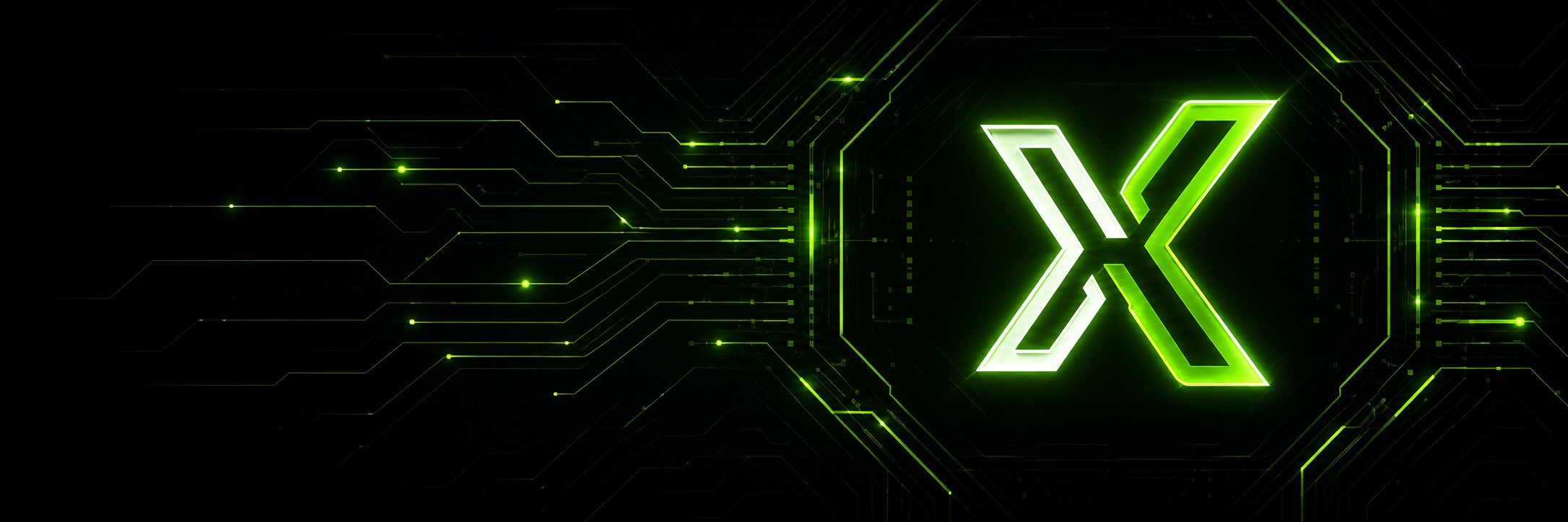Brandx Elite green X on a digital circuit