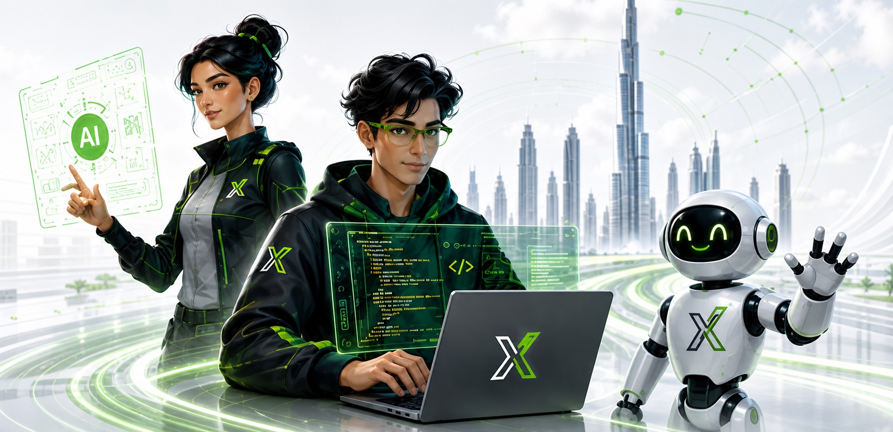 Brandx Elite AI engineers, software developer, and intelligent robot in Dubai